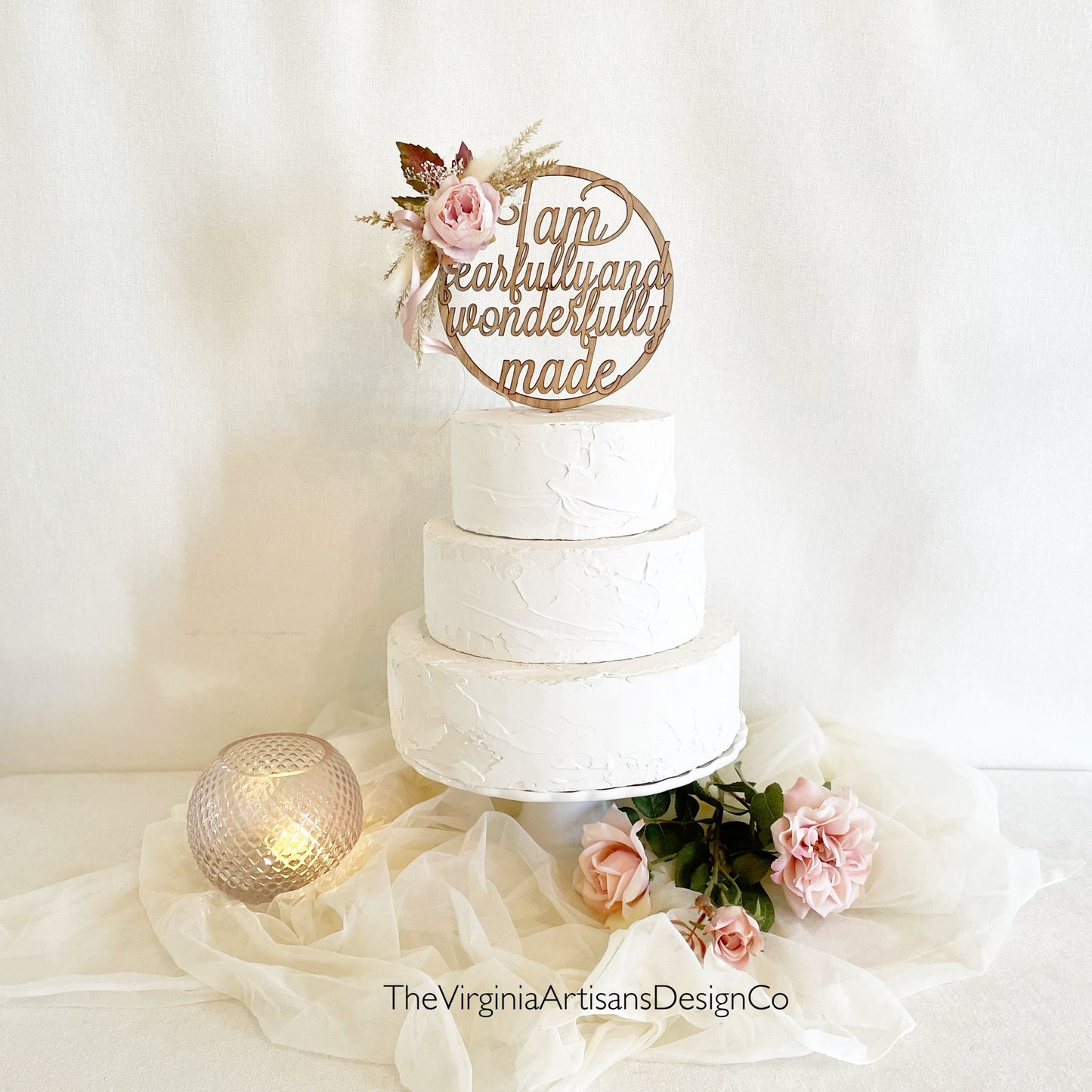 Hoop Cake Topper  - Dried Flowers - I am Fearfully and Wonderfully Made