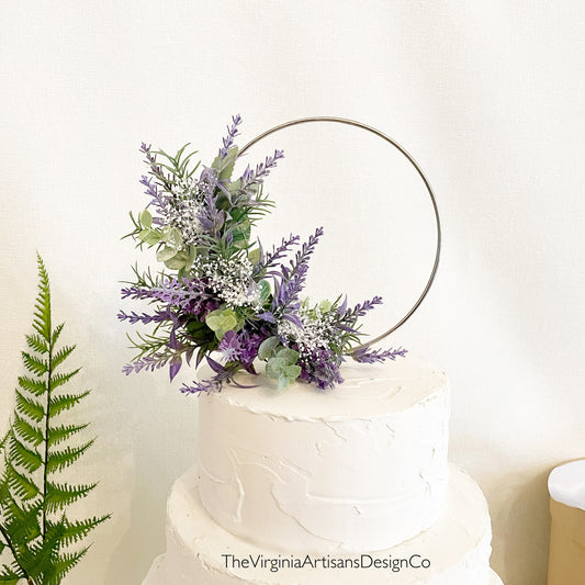 Hoop Cake Topper with Faux Lavender Florals