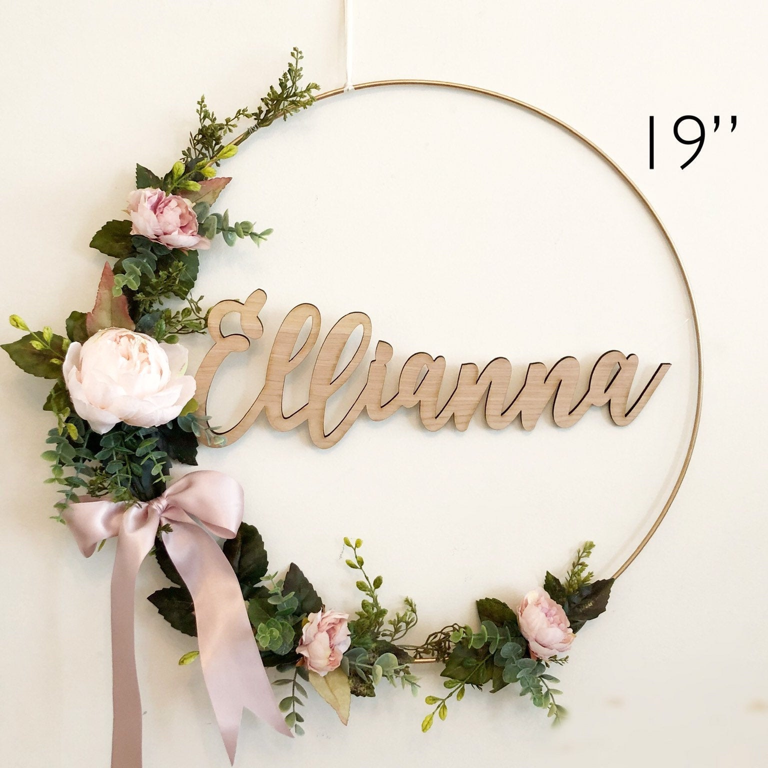 19 Inch Nursery Wreath With Name - Blush and Cream flowers available – The  Virginia Artisans