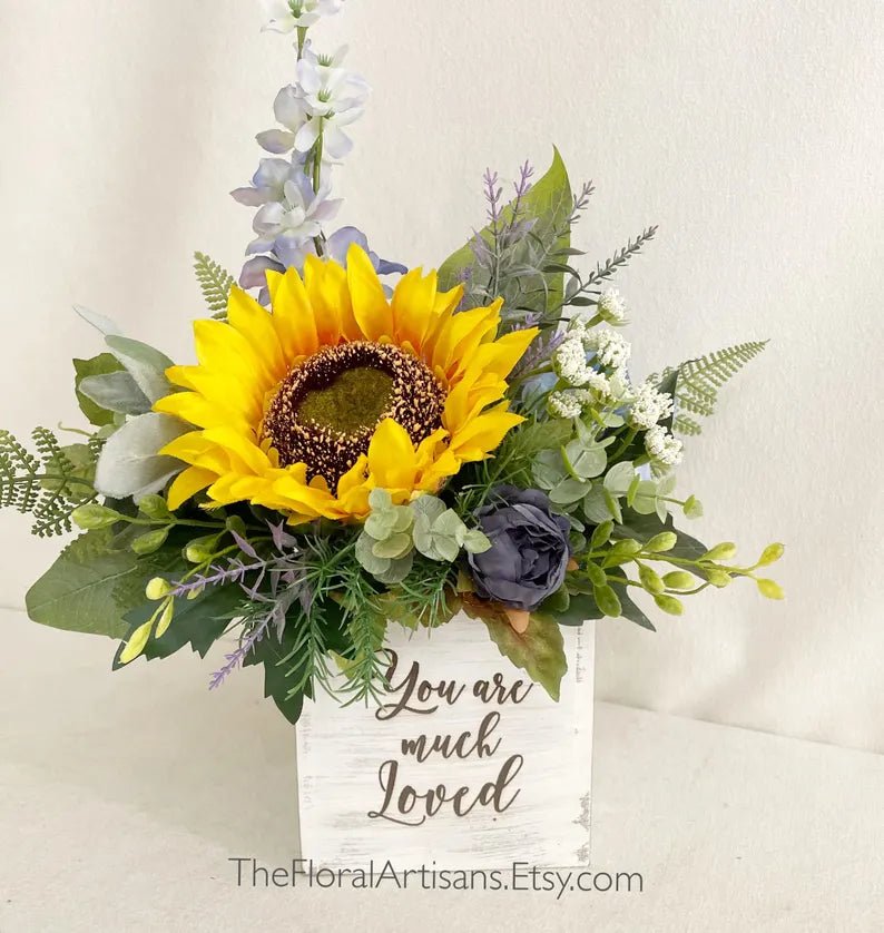 Sunflower Floral Gift Arrangement in a wooden box