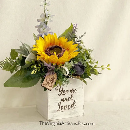 Sunflower Floral Gift Arrangement in a wooden box