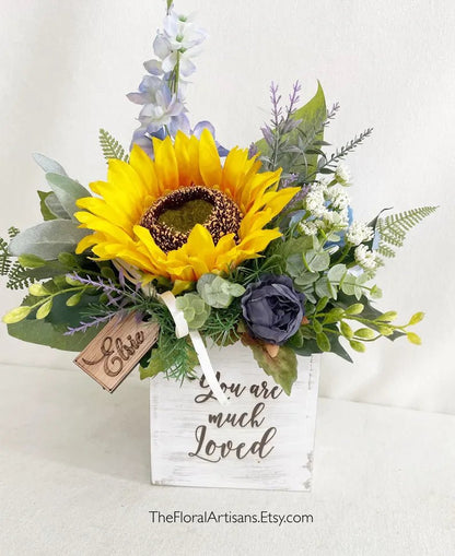 Sunflower Floral Gift Arrangement in a wooden box