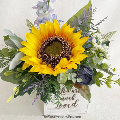 Sunflower Floral Gift Arrangement in a wooden box