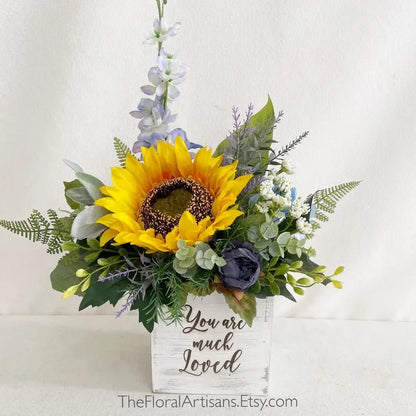 Sunflower Floral Gift Arrangement in a wooden box