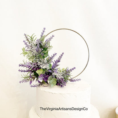 Hoop Cake Topper with Faux Lavender Florals