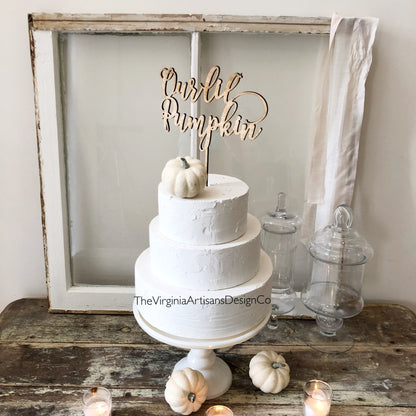 Our Lil' Pumpkin Wood Cake Topper