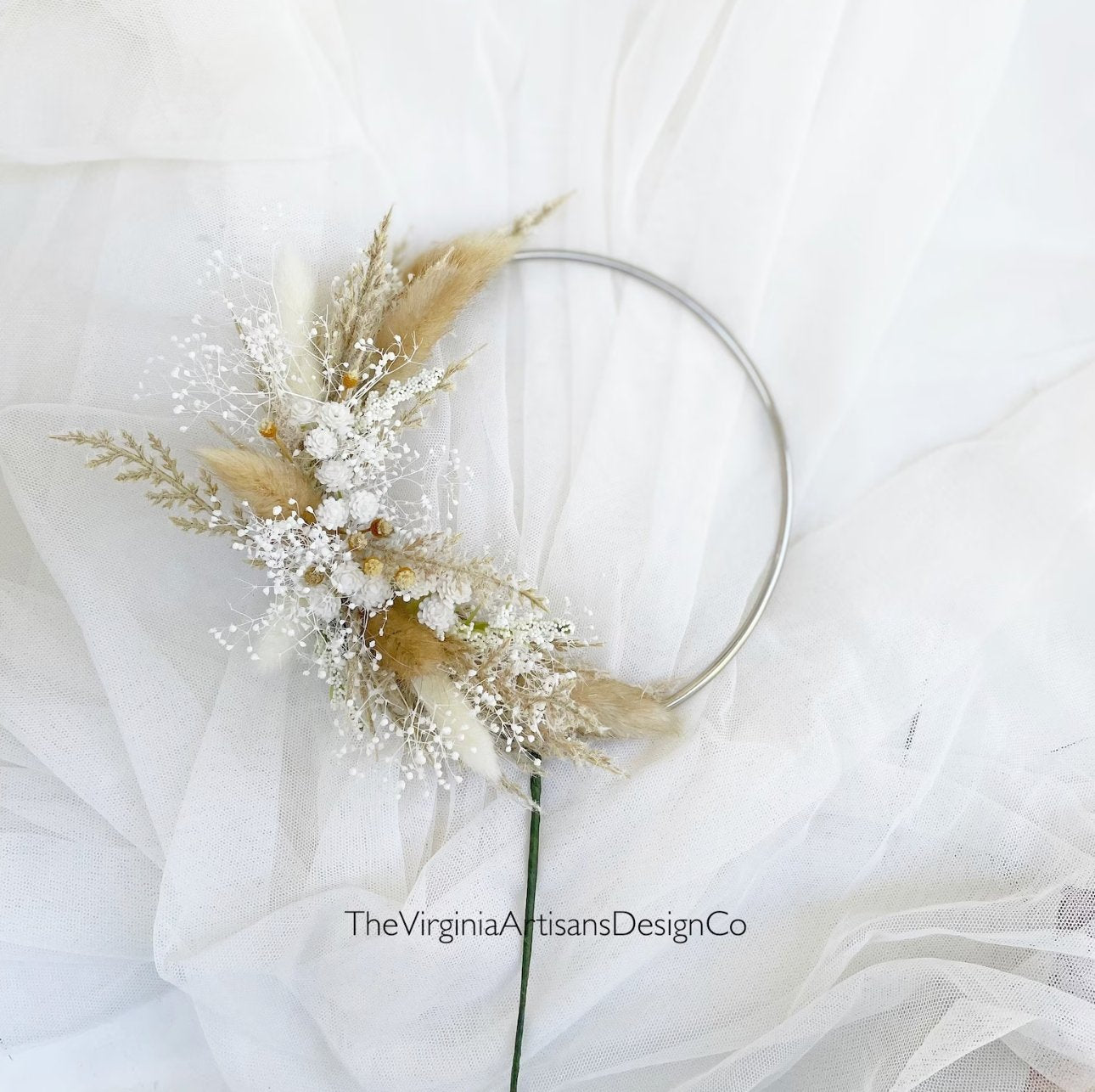 Hoop Cake Topper - Cream/Taupe Dried Flowers