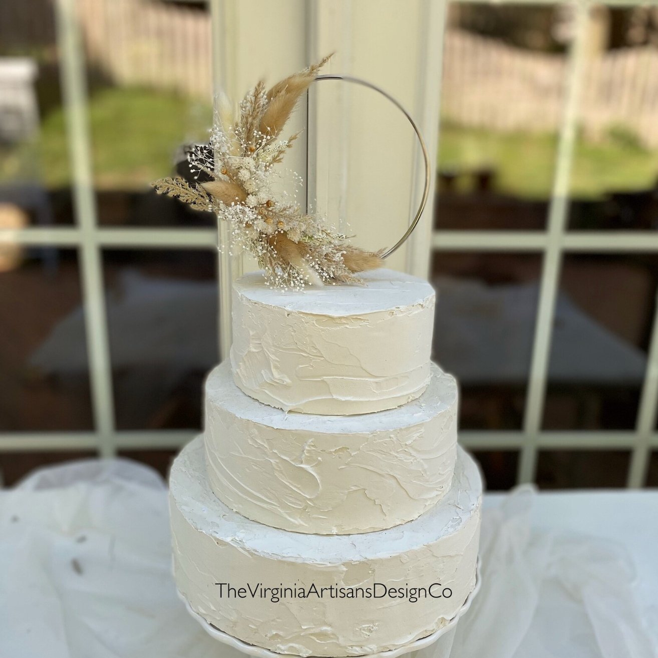 Hoop Cake Topper - Cream/Taupe Dried Flowers