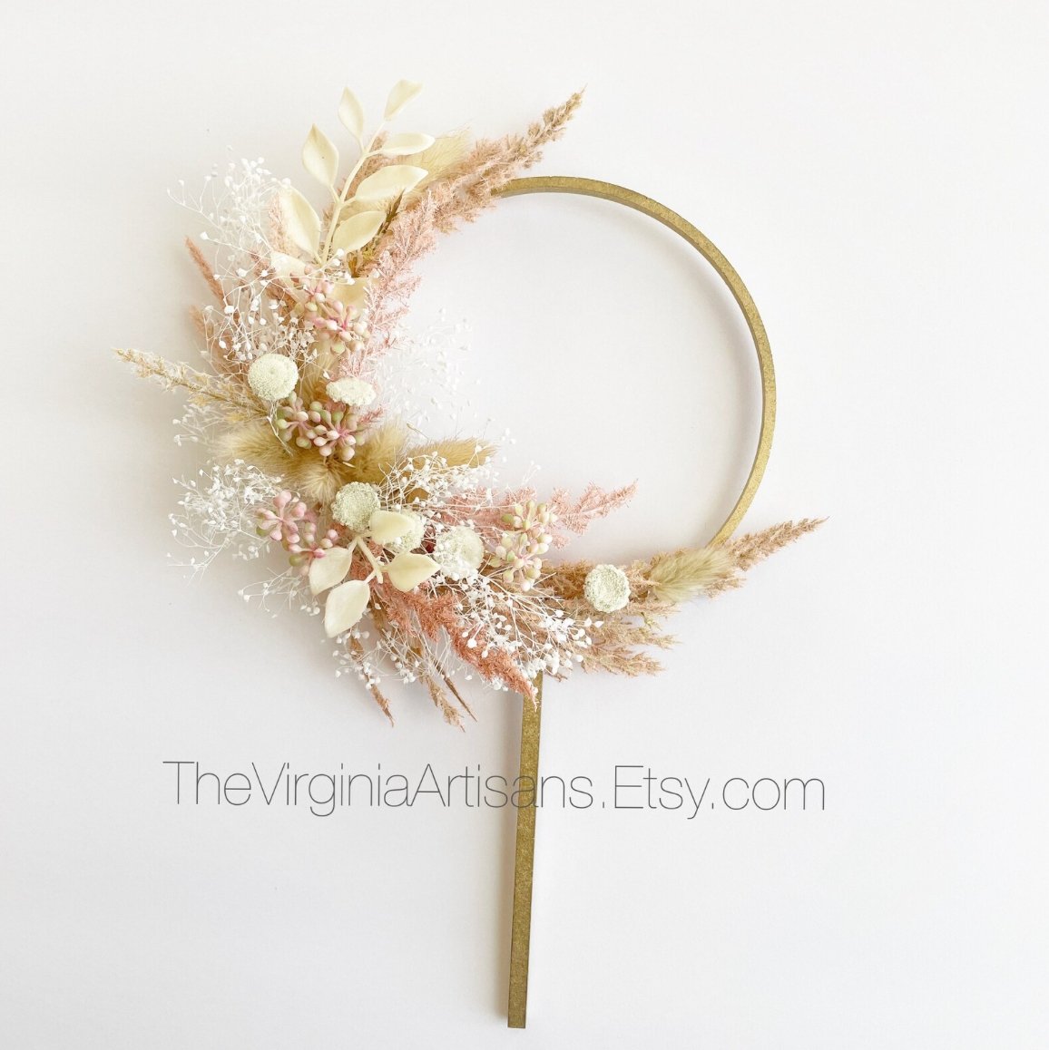 Hoop Cake Topper with Blush Dried Flowers
