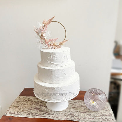 Hoop Cake Topper with Blush Dried Flowers
