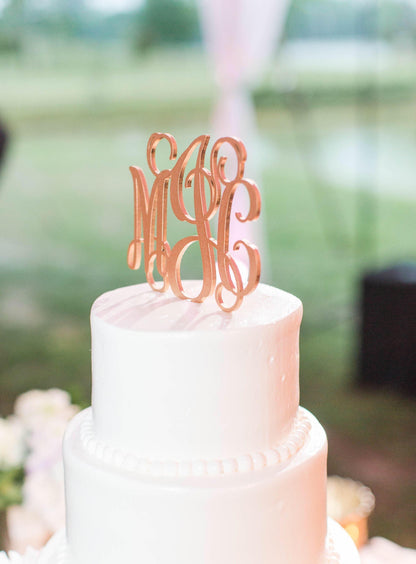 Three Letter Monogram Cake Topper with Initials