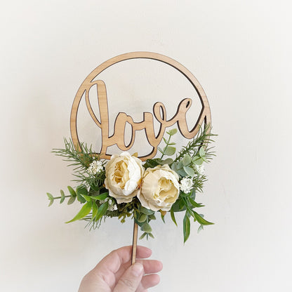 Love Hoop Topper with Blush or Cream Flowers