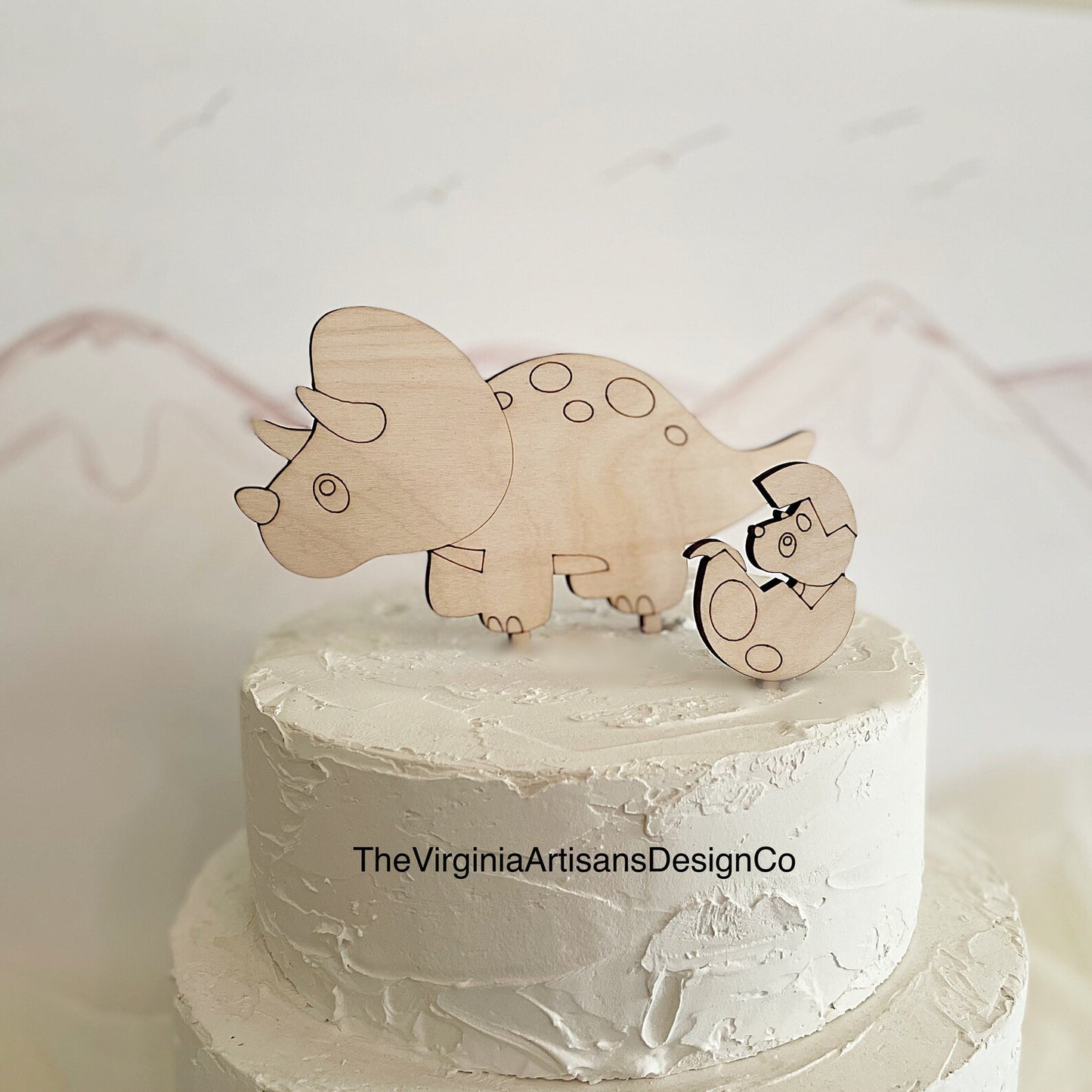 Triceratops Dinosaur Cake Topper  - Baby & Tree Available