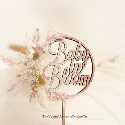 Baby in Bloom - Hoop Cake Topper Blush/Cream Dried Flowers
